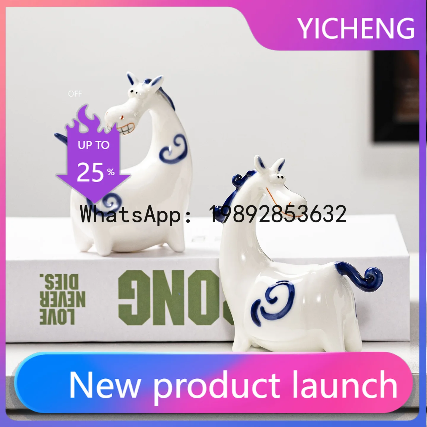 

Hys painted creative ceramic little white horse cute desktop living room home horse decoration cultural and creative animal