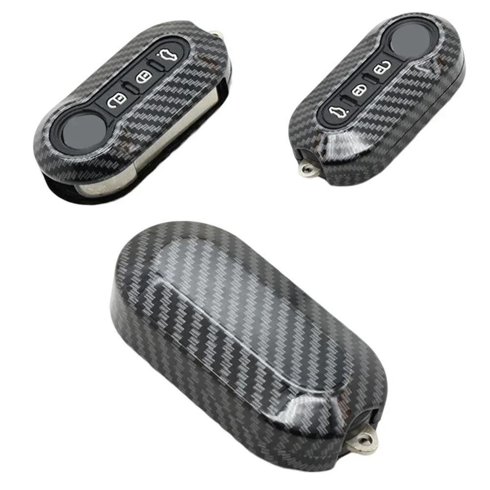 1pcs Auto Carbon Key Case Key Cover For Fiat 500 For Ducato For Abarth For Doblo Keycase Interior Accessories