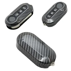 1pcs Auto Carbon Key Case Key Cover For Fiat 500 For Ducato For Abarth For Doblo Keycase Interior Accessories