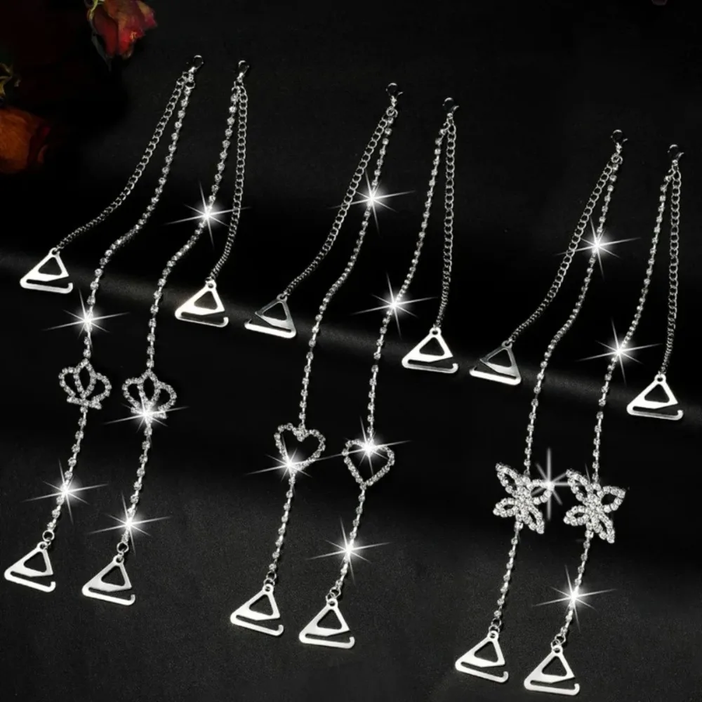 

1 Pair Adjustable Heart Chain Bra Straps, Elegant Shimmering Lingerie Accessories for Women