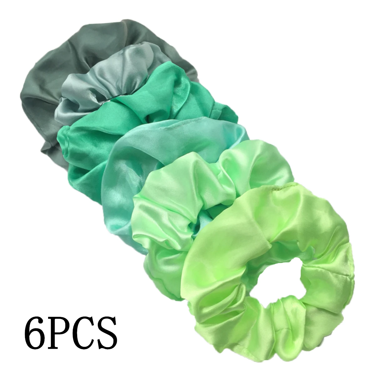 6 stks/partij Haar Scrunchies Bands Scrunchy Ties Touwen Paardenstaart Houder voor Vrouwen of Meisjes Accessoires Satijnen Hoofddeksels Effen 100 Kleur