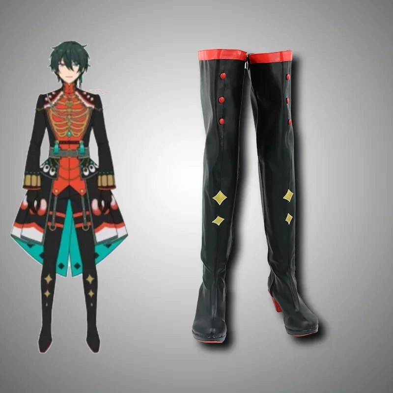 Kagehira Mika 코스프레 신발 게임 앙상블 별 코스프레 소품 할로윈 카니발 부츠 PU 가죽 신발 맞춤 제작