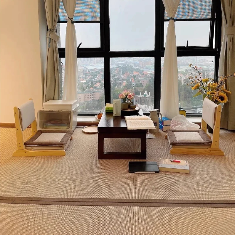 

Japanese-style Simple Tatami Floor Chair Solid Wood Legless Chairs Bay Window Soft Sofa Bed for Living Room Backrest Seat