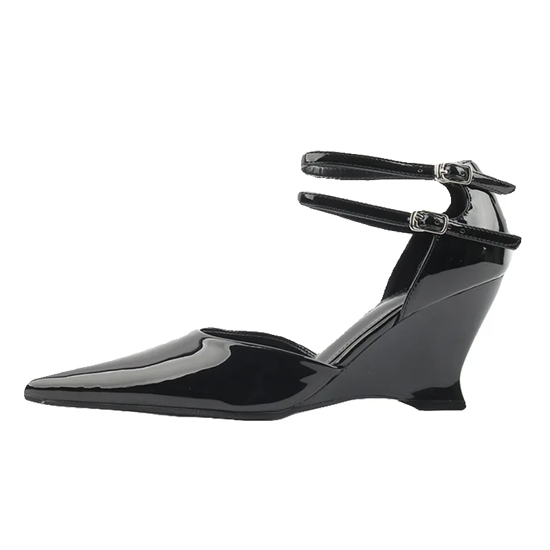 Fashion Women's Sandals 2026 Summer Pointed Red High Heels Designer Patent Leather Sexy Black Bag Head Sandal Sandalias De Mujer