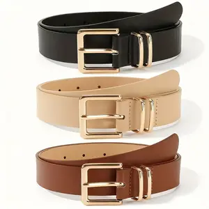 Women's Faux Leather Pin Buckle Belt - Adjustable Casual Belt for Jeans, Skirts - Durable Fashion Minimalist Versatile Accessory