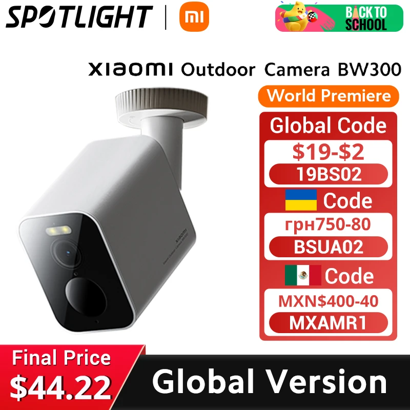 Global Version Xiaomi Outdoor Camera BW300 IP67 4900mAh Battery Life 2K Resolution Smart full-colour Night Vision