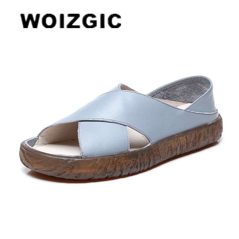 Woizgico donna madre donna scarpe da donna sandali appartamenti mucca vera pelle di maiale estate Cool Beach taglia 35-40 ANS-1805