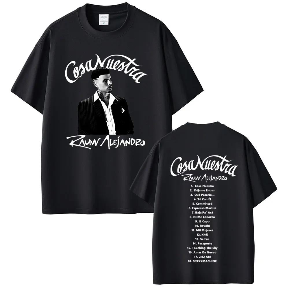 

Rapper Rauw Alejandro Cosa Nuestra Graphic T-shirt Men Women Hip Hop Fashion Pop Music T-shirts Men's Vintage Oversized T Shirts