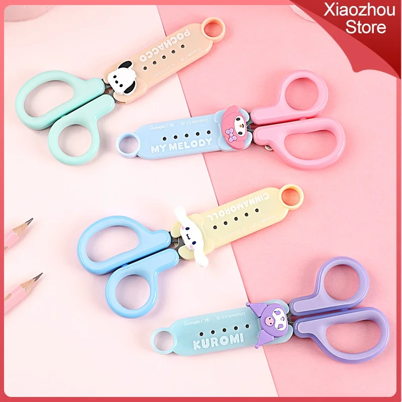 Sanrio Cinnamoroll Kuromi My Melody Cartoon Round Tip Safety Scissors Pachacco Student Art Stationery Holiday Birthday Gift