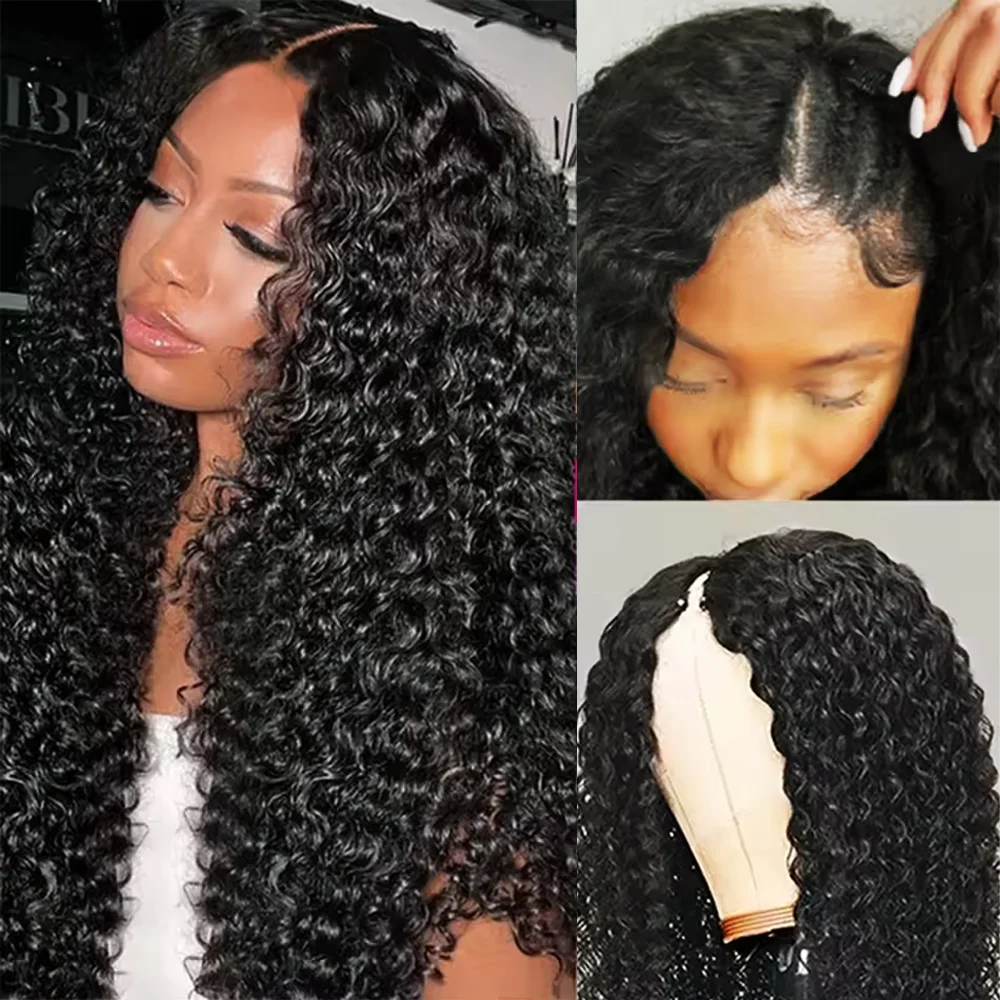 

Длинный вьющийся парик с V-образным вырезом Кудрявый вьющийся парик Бразильские человеческие волосы 200% Плотность V-образный парик для чернокожих женщин Парики из волос 16-32 дюймов