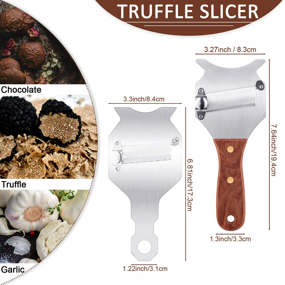 Truffle Slicer Adjustable Blade Stainless Steel Cheese Chocolate Truffle Shaver with Rosewood Handle Truffle Cutter Kitchen Tool