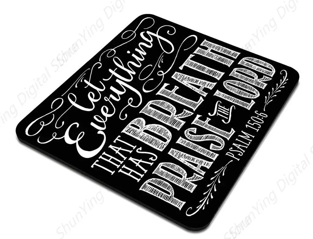 Mouse Pad Christian Bible Scripture Quote Praises Breathing For All Computer Office Rubber Durable Mouse Pad 25 * 30cm