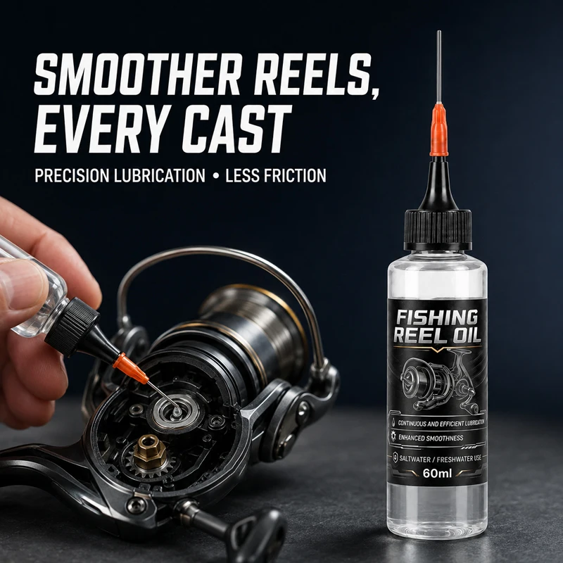 Fishing Reel Oil Lubricant Liquid Maintenance Formula for Saltwater and Freshwater Spinning and Baitcasting Reels 60ml