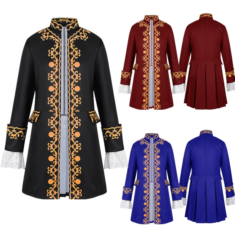 

Halloween Medieval Prince Uniform Men's Retro Stand Collar Costume Stage Performance Outfit Polyester Fiber Online Exclusive