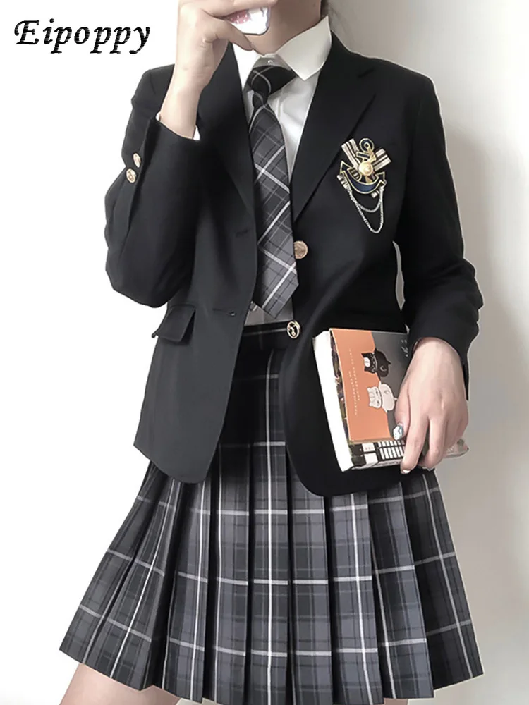 

JK uniform set, suit, plaid skirt, full set, autumn and winter, Japanese style, college style