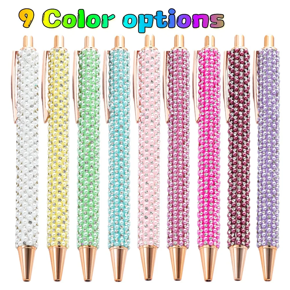 

1 шт., шариковая ручка с бусинами, офисная ручка для подписи, выдвижная шариковая ручка, деловая ручка, подарочная ручка для письма