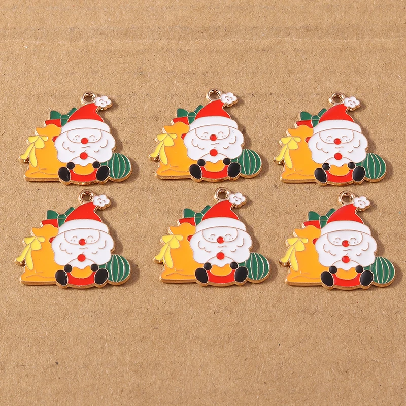 10pcs New Christmas Charms Snowman Santa Claus Pendants for Jewelry Making Necklace Earrings Bracelet DIY Accessories Supplies
