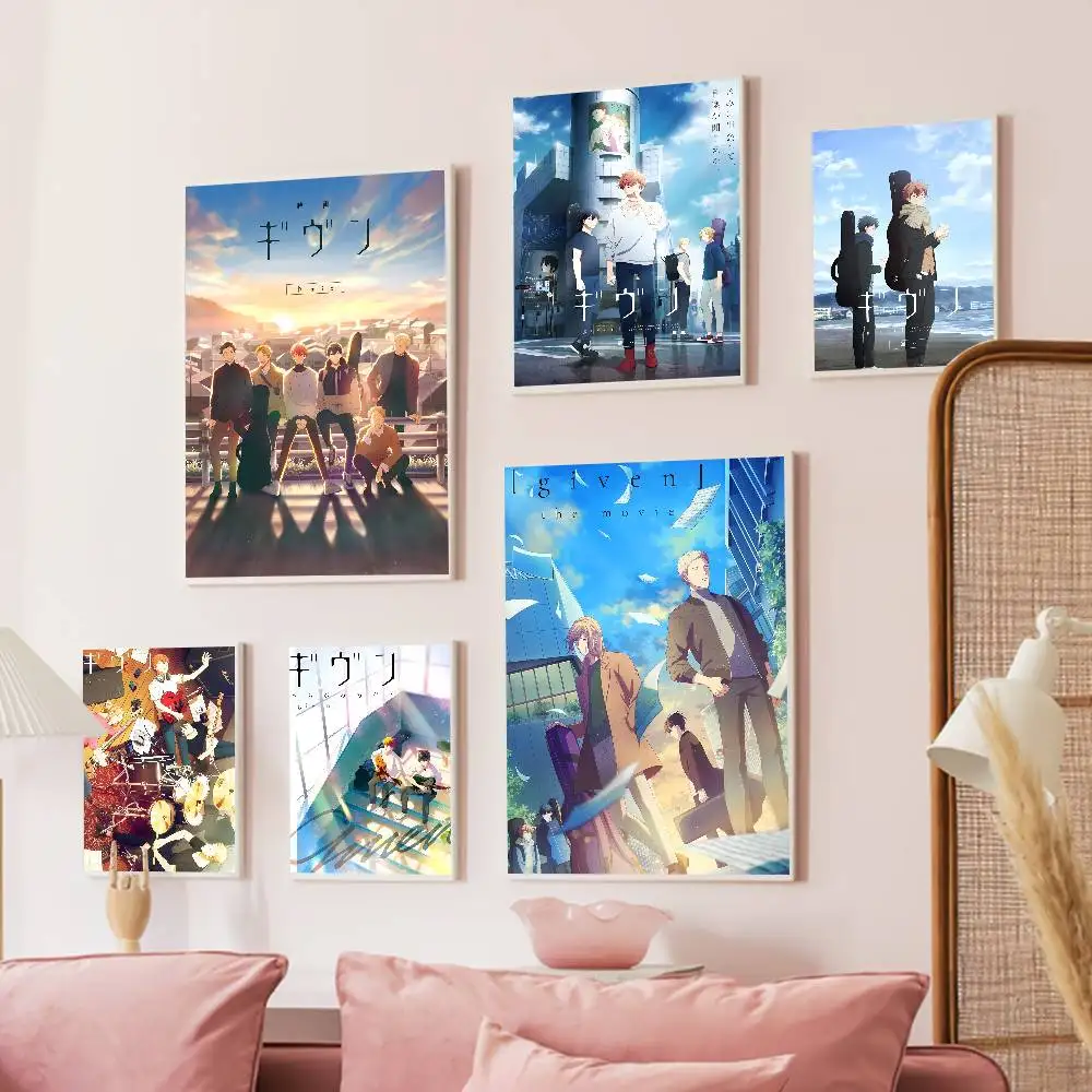 Given Manga Vai Receber Anime Anime Posters Sticky HD Quality Wall Art Retro Posters for Home Kawaii Room Decor