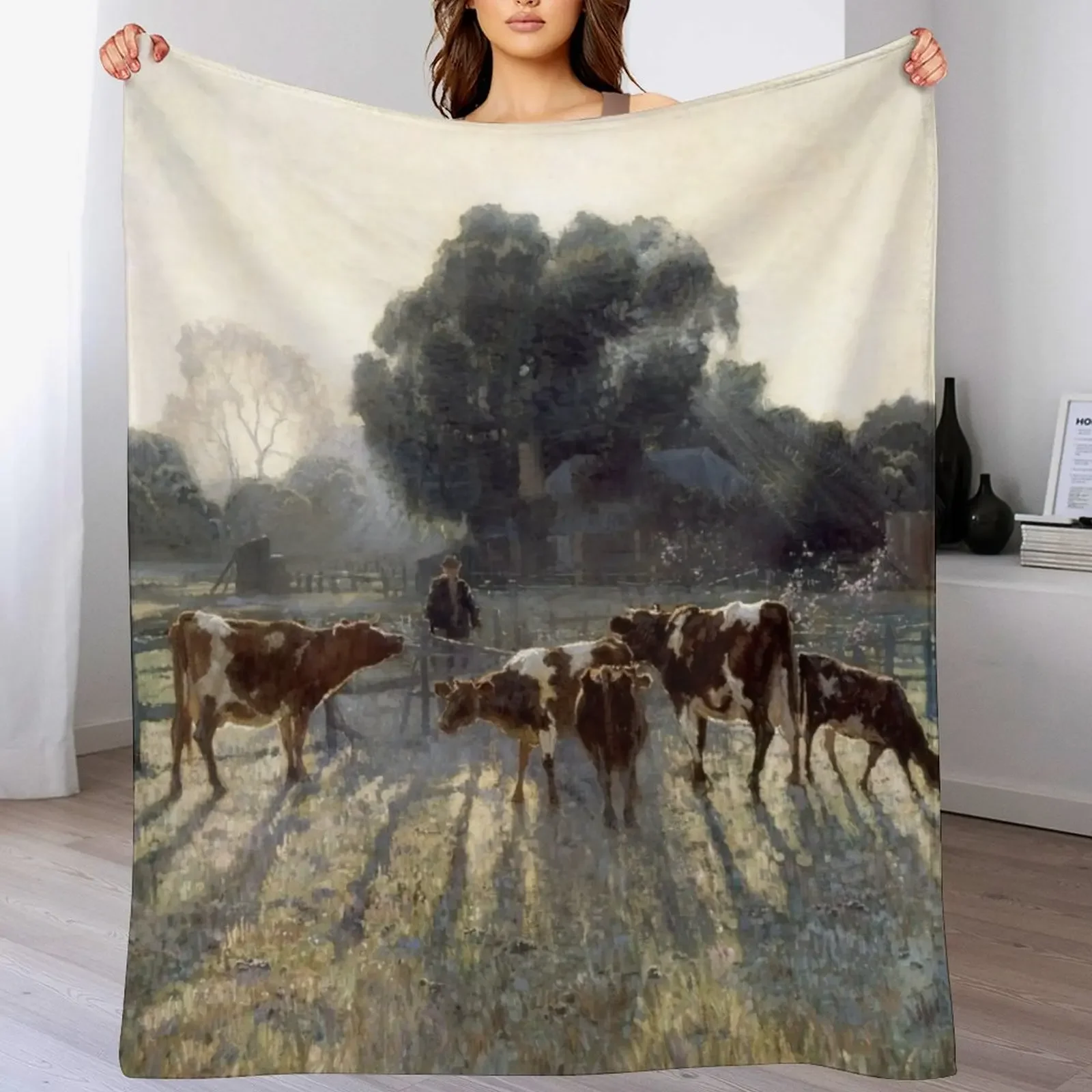 Manta decorativa con diseño de Painting Spring Frost de Elioth Gruner, manta suave para todo tipo de clima para sofá