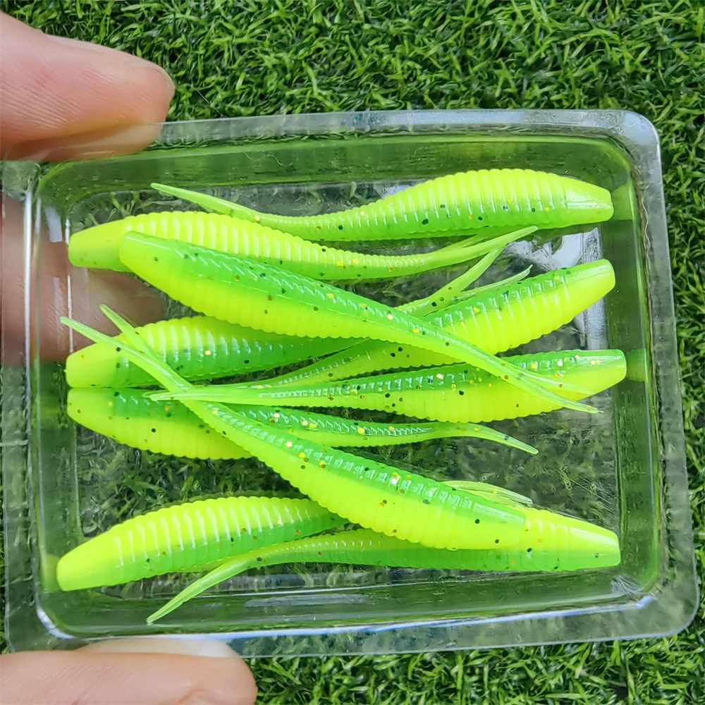 10PCS Angeln Weiche Köder Kunststoff Köder 5cm/6cm/7cm Lebensechte Gegabelte Paddel Schwanz angeln Swimbaits für Süßwasser Tackle – Detail 11