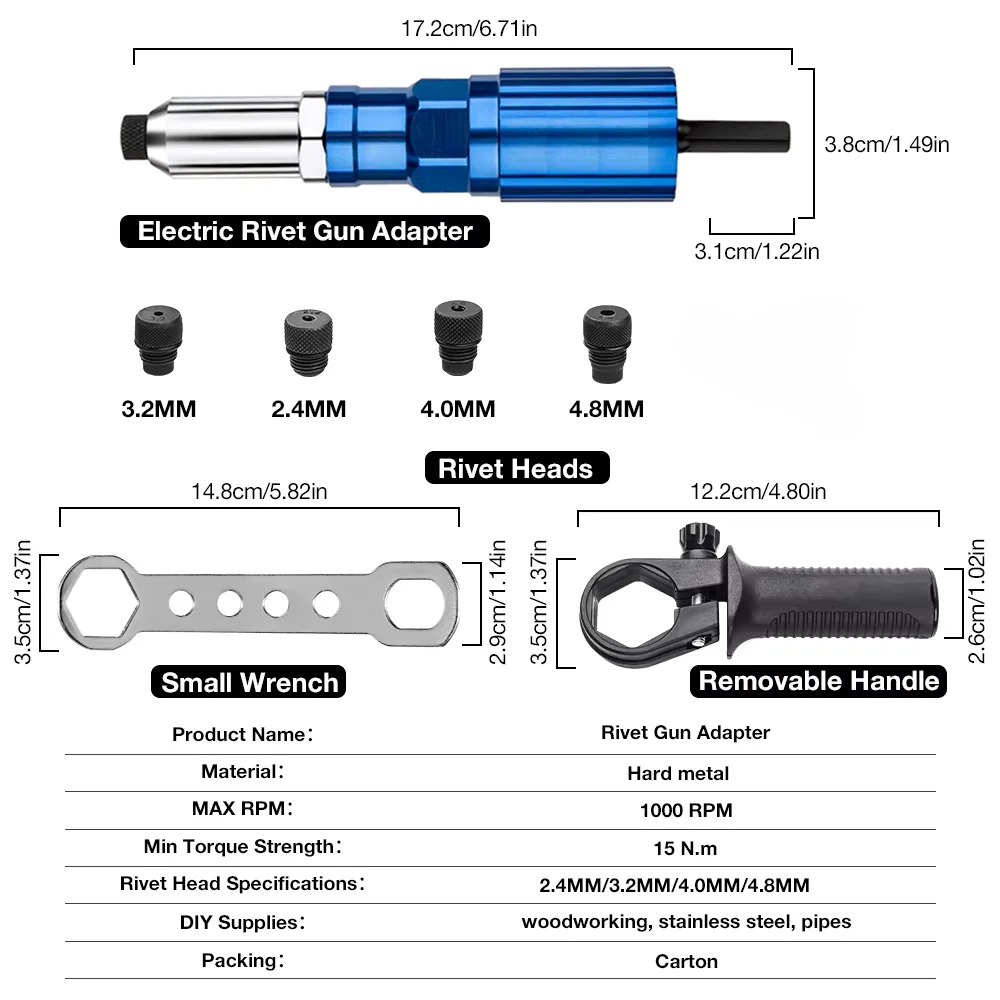 Riveting Machine Electric Rivet Gun Adapter 2.4-3.2-4.0-4.8mm Riveting Tools Home Riveting Machine For Electric Drills