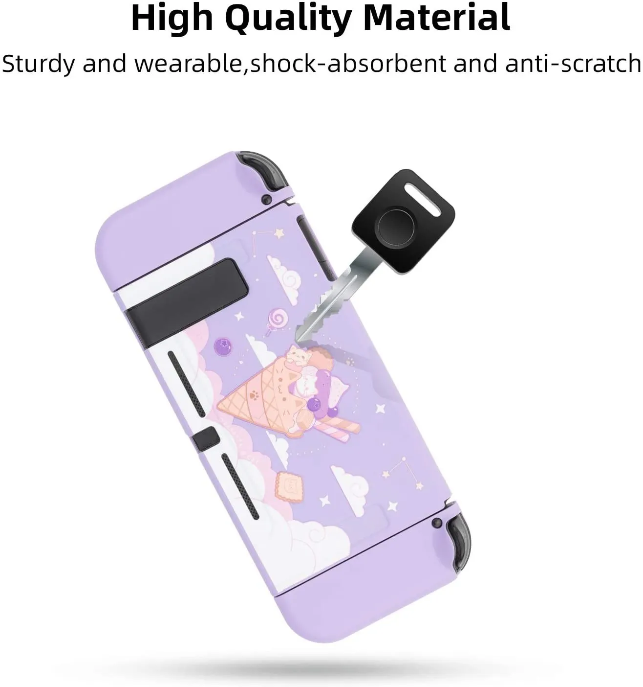GeekShare nintendo switch caso kawaii sorvete gato dos desenhos animados roxo estrelado macio tpu cobertura completa volta girp escudo para ns acessórios