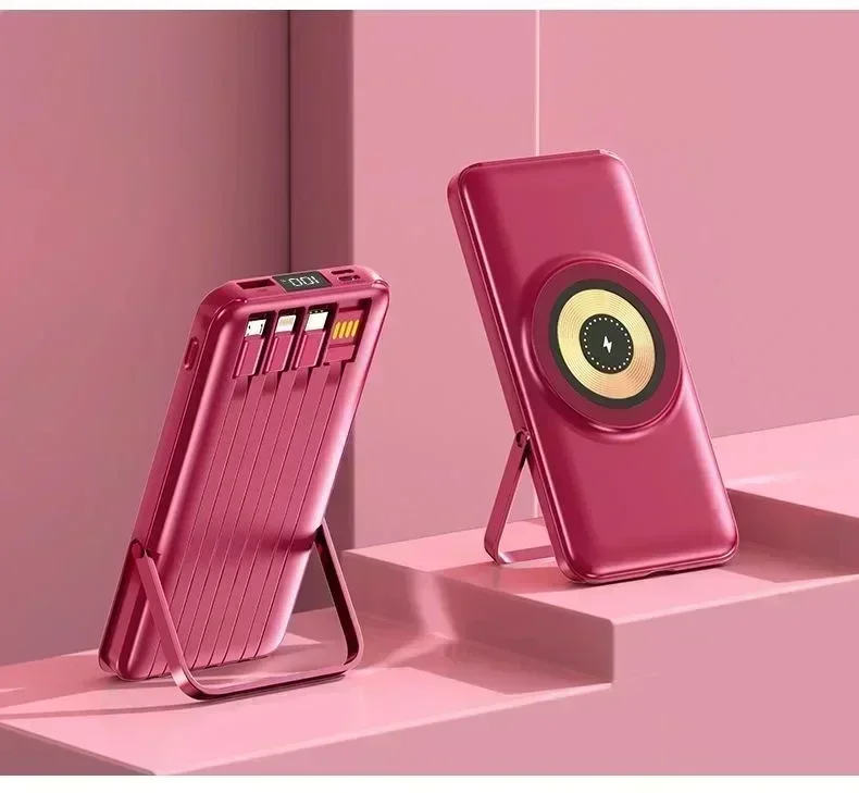 

Wireless Power Bank 200000mAh, Fast Magnetic Suction, Portable, Built-in Cable, Three in One Durable Mobile Power Supply