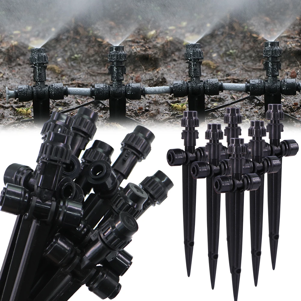 

Насадки для запотевания 1/4 дюйма, 6 мм, с колышком 180 ° Регулируемый изгиб, распылитель с тонким распылением, спринклер для орошения сада, быстрый нажимной замок