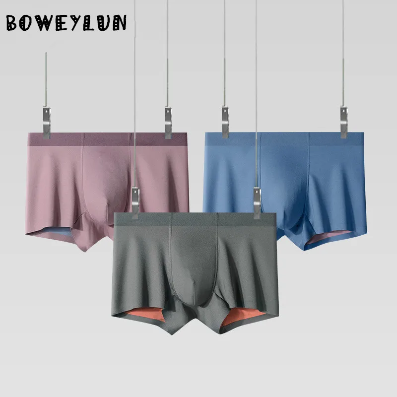 

BOWEYLUN 100S Lenzing Modal мужские бесшовные однотонные трусы-боксеры мягкие удобные и дышащие брюки для мужчин
