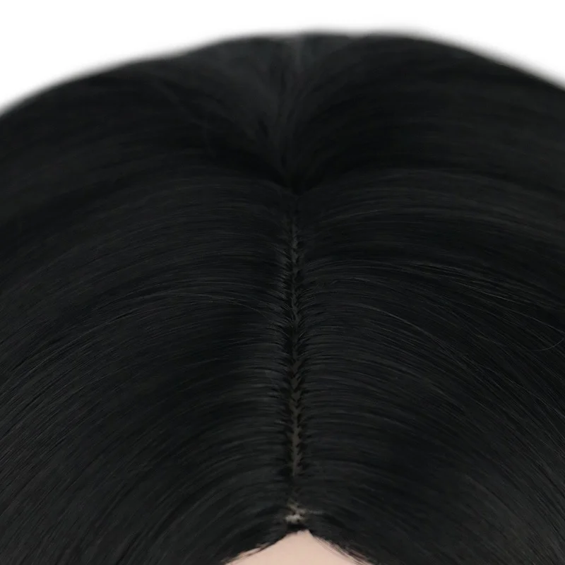 Wig sintetik panjang bergelombang untuk wanita, Wig rambut tahan panas alami pesta Peluca hitam