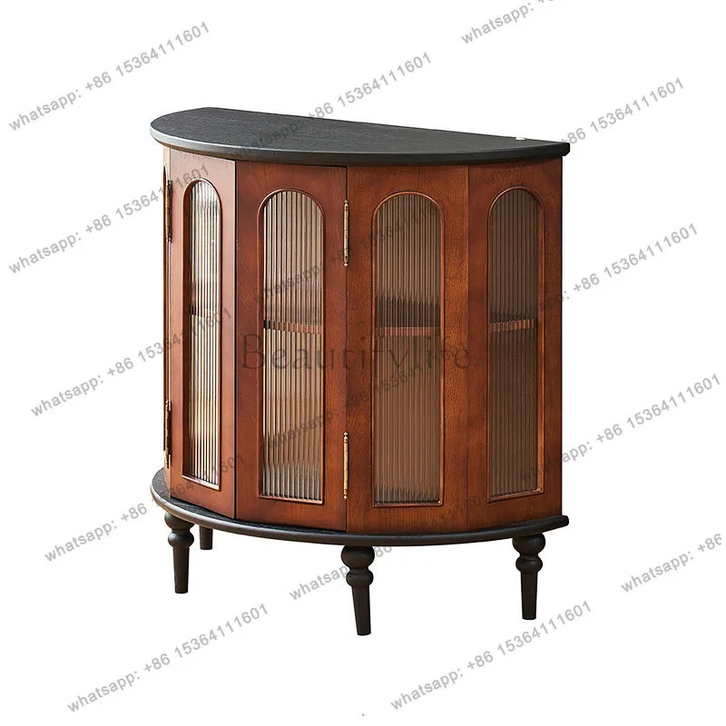 

French solid wood dining side, living room sofa side against the wall, small apartment retro storage display side cabinet