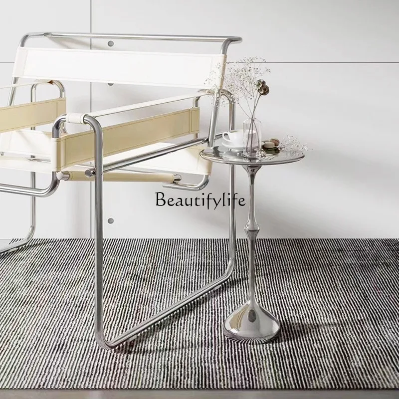 *Italian minimalist small side few stainless steel sofa corner few