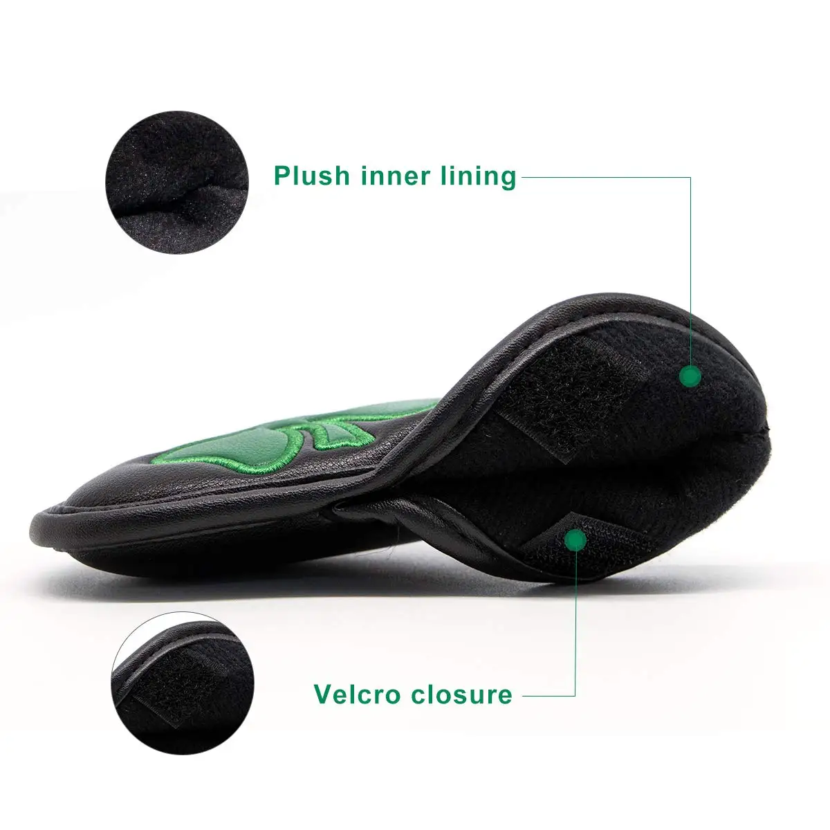 Golf Iron Head Covers Black Lucky Clover Leather for Clubs 10pcs Golf Wedge Irons Headcovers Sets With Magic Tape Fit All Brands - view 3