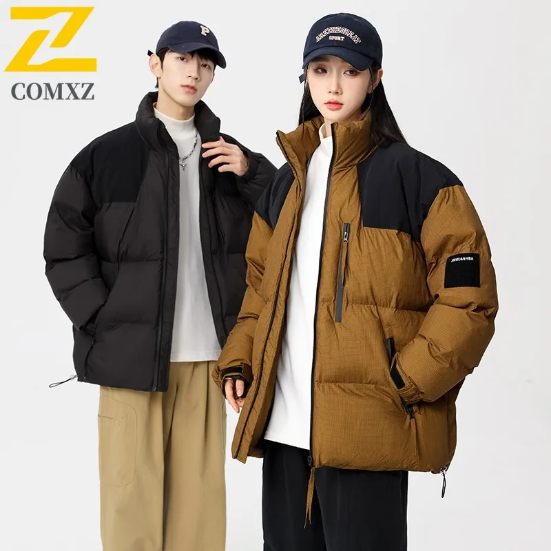 COMXZ 2025 New Autumn Winter Men Cotton Casual Padded Jacket Men Thick Quilted Puffer Stand Collar Coat lightweight windbreaker