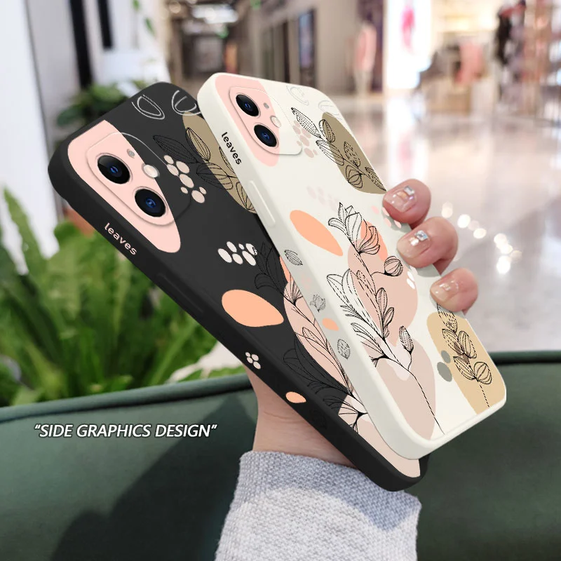 

Abstract Plants Phone Case For iPhone 12 11 X XR XS 8 7 SE2 Plus Pro Max Mini Silicone Cover