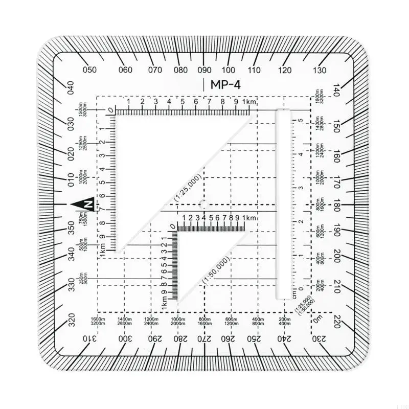 10x10cm Protractor Ruler Measuring Tool Gridded Coordinate Scale for Engineers Architects Outdoor Surveying Mapping Task F19E