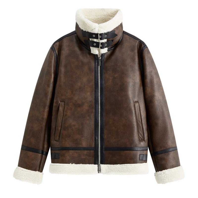 Veste en cuir d'agneau rétro pour hommes, marque de mode américaine tendance, Cool et belle, vêtemen