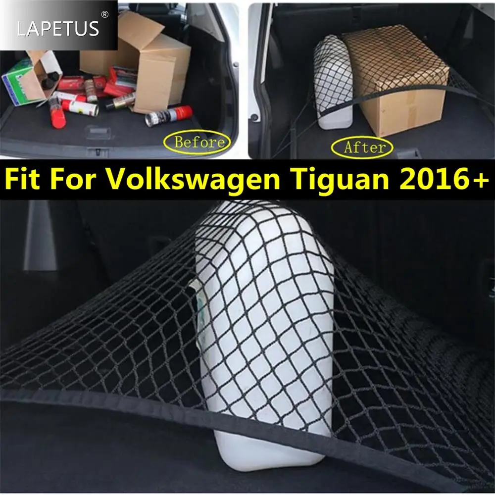 Black Rear Trunk Luggage Storage Container Cargo Mesh Net Molding Cover Kit For Volkswagen VW Tiguan 2016 - 2022 Car Accessories