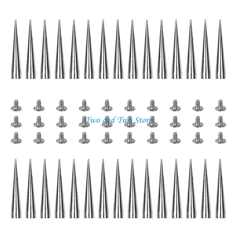 HX6F Pack Of 30 Metal Studs for Jackets Bracelets Cone Spikes Rivets Clothing Accessories Practical Leather Craft Nails