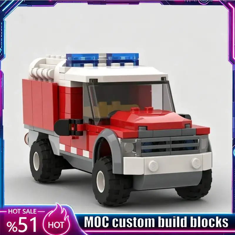 230PCS Urban Rescue Scene Duty Commander Fire Service Emergency Vehicle Model Building Blocks DIY Educational Toy Birthday Gift