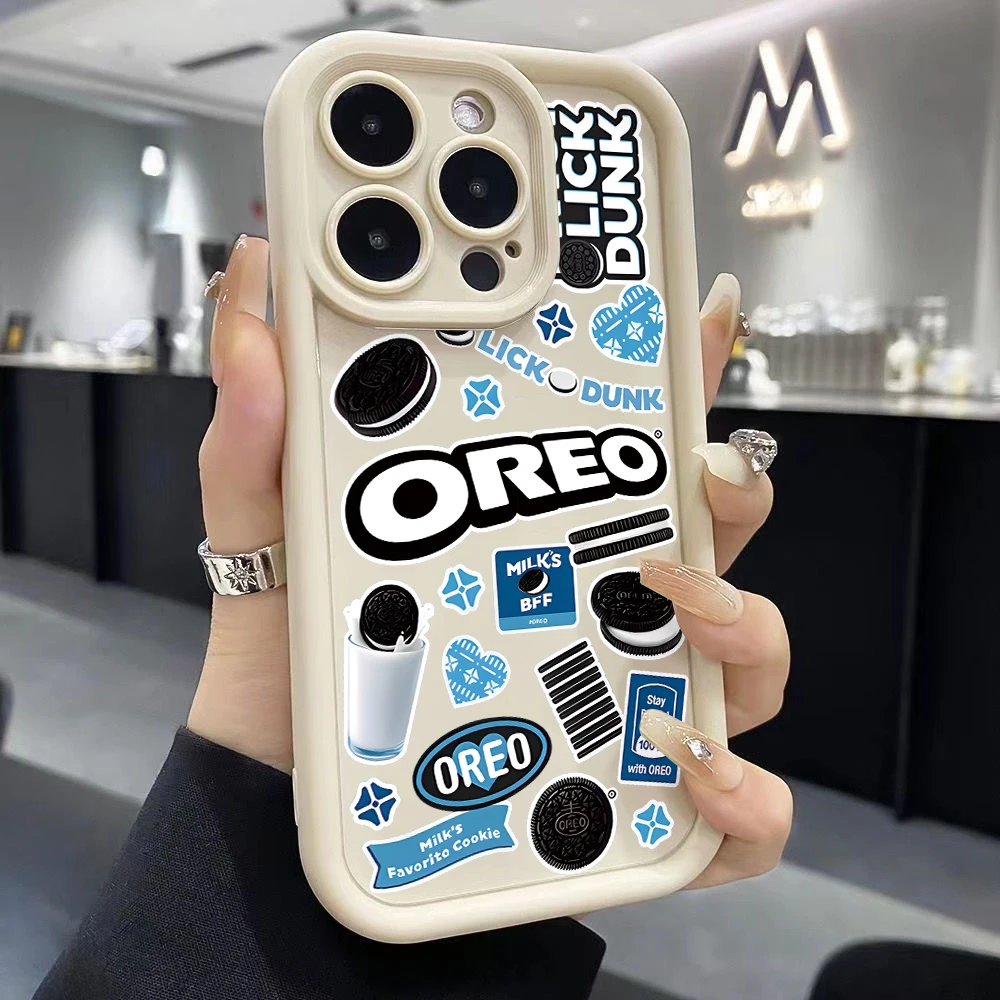 Sandwich Cookies O-Oreoes Tags Phone Case for iPhone 16 15 14 Plus 13 12 11 iPhone16 iPhone13 Pro Max X Xs XR 8 7 Soft TPU Cover