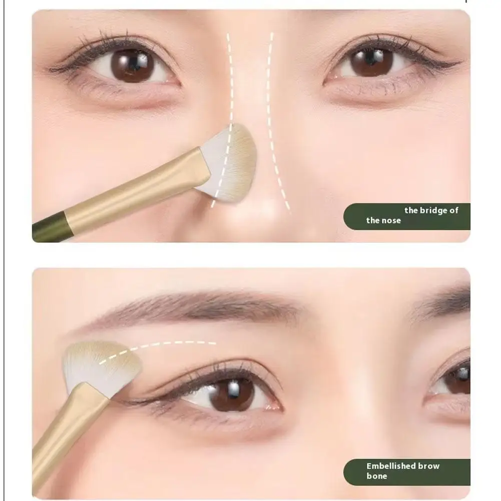 Pinceau de maquillage de Contour à angle plat, pinceau d'ombre de nez en forme d'éventail, surligneur doux professionnel, outils de maquillage pour Blush, 2/4 pièces