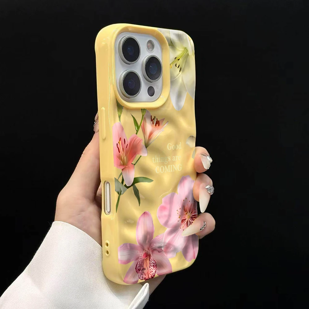 Lily Aquarell-Stil Kunst Handyhülle für iPhone 17 16 15 14 13 12 11 Pro Max 14 Plus 17Air Falten-Wellen Weiche Silikon-Schutzhülle – Detail 11