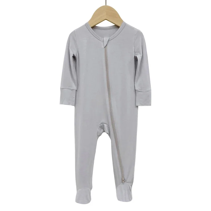 Newborn Baby Rompers 2024 Infant Jumpsuit Bamboo Fiber Baby Boy Girl Clothes Zipper Baby Bodysuit 0 to 18 Months Footed Rompers