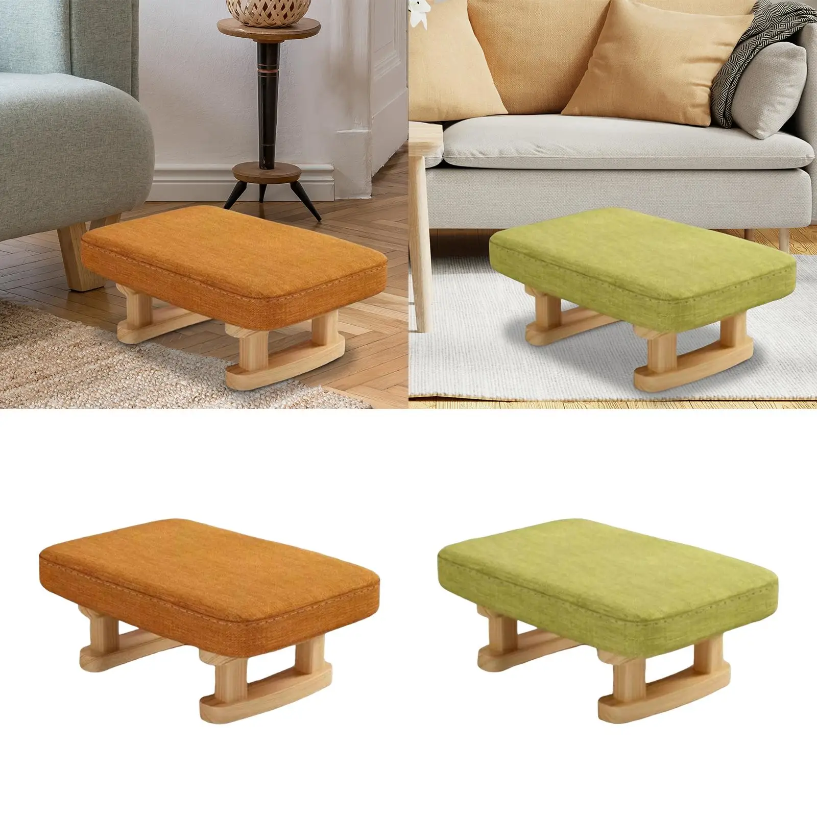 

Small Foot Stool Ottoman, Small Shoe Changing Bench, Rectangle Chair Step Footrest with Wooden Legs for Office Desk