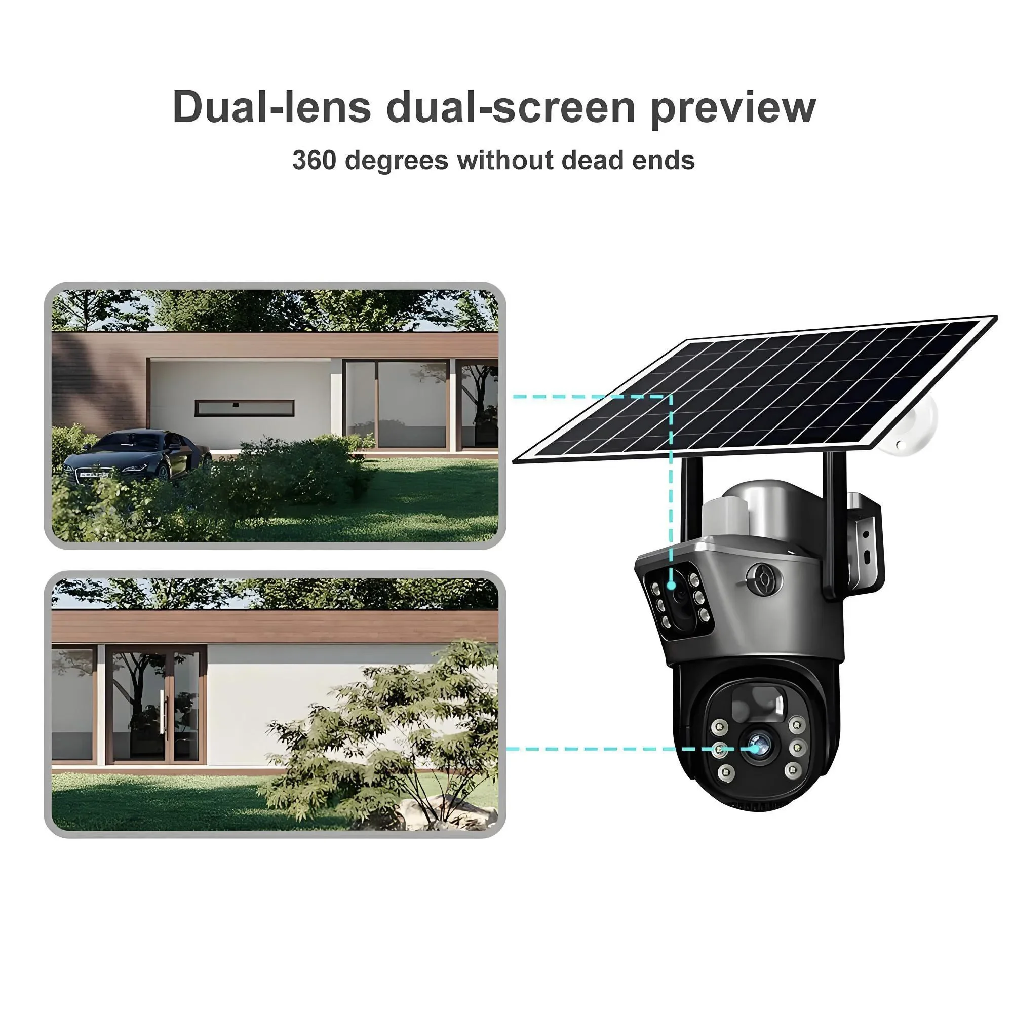 Imagem -03 - Câmera de Vigilância Solar Impermeável ao ar Livre Lente Dupla Visão Noturna Detecção Móvel Segurança 4g Wifi V380 Cctv 8mp 4k