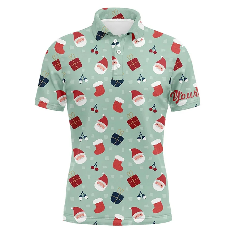 Summer New 3D Cute Christmas Golf-Patterns Printing Polo Shirt For Men Fashion Golf-Lovers Polo Shirts Unisex Xmas Polos Clothes