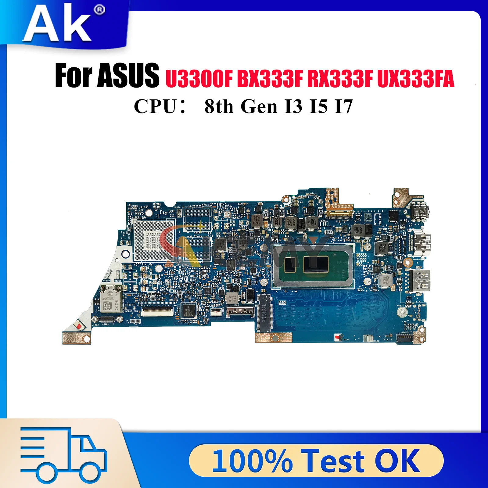 

UX333FA Материнская плата для ноутбука ASUS ZenBook UX333F UX333FA BX333F RX333F U3300F UX333FN Материнская плата для ноутбука с процессором I3 I5 I7 stk