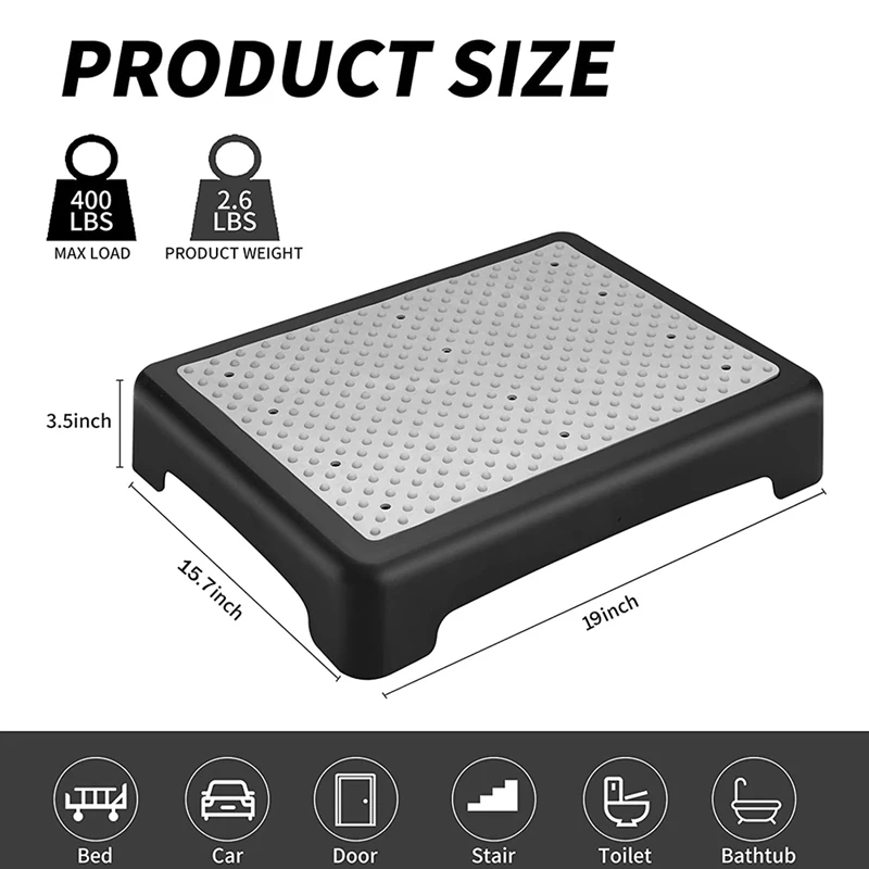 Non-Slip Step Stools Indoor Outdoor Platform Step Stools For Elderly Senior, 3.5 Inch High Rise Stairs