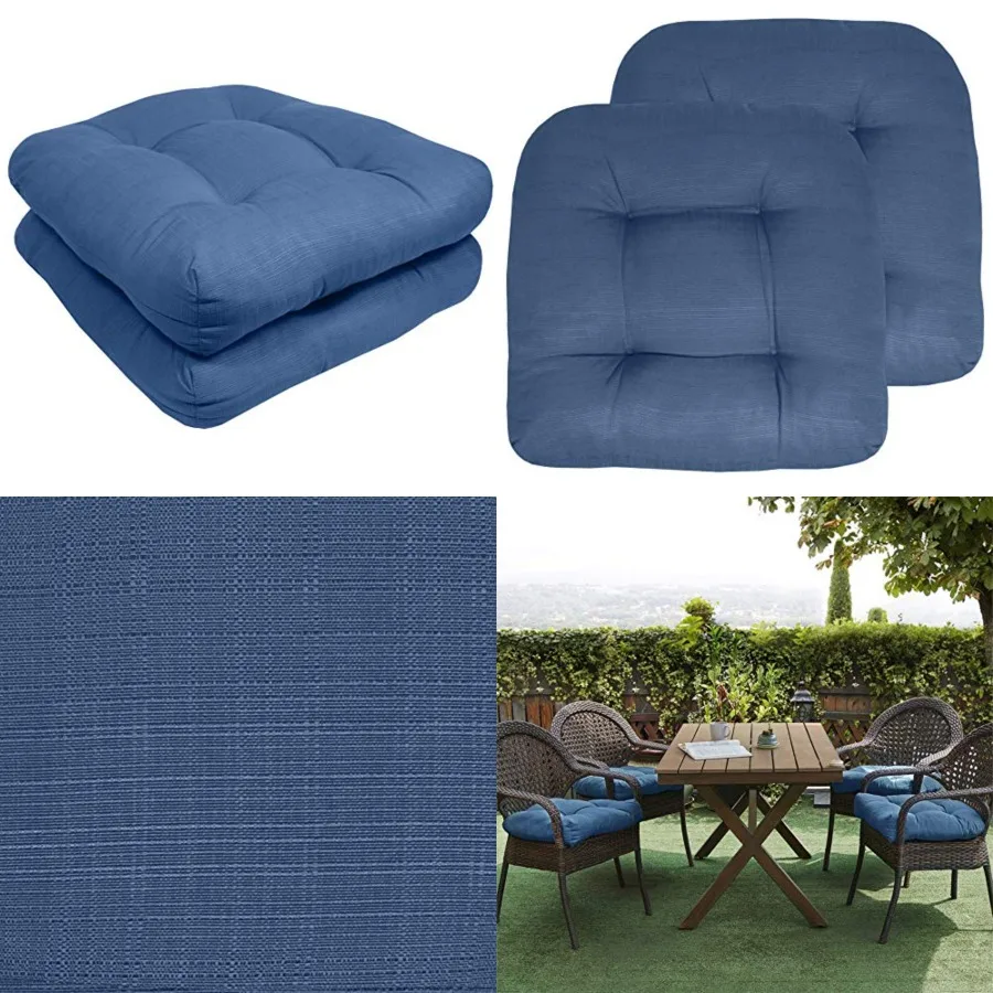 

Patio Cushions Outdoor Chair Pads Premium Comfortable Thick Fiber Fill Tufted 19" x 19" Seat Cover, Count of 1